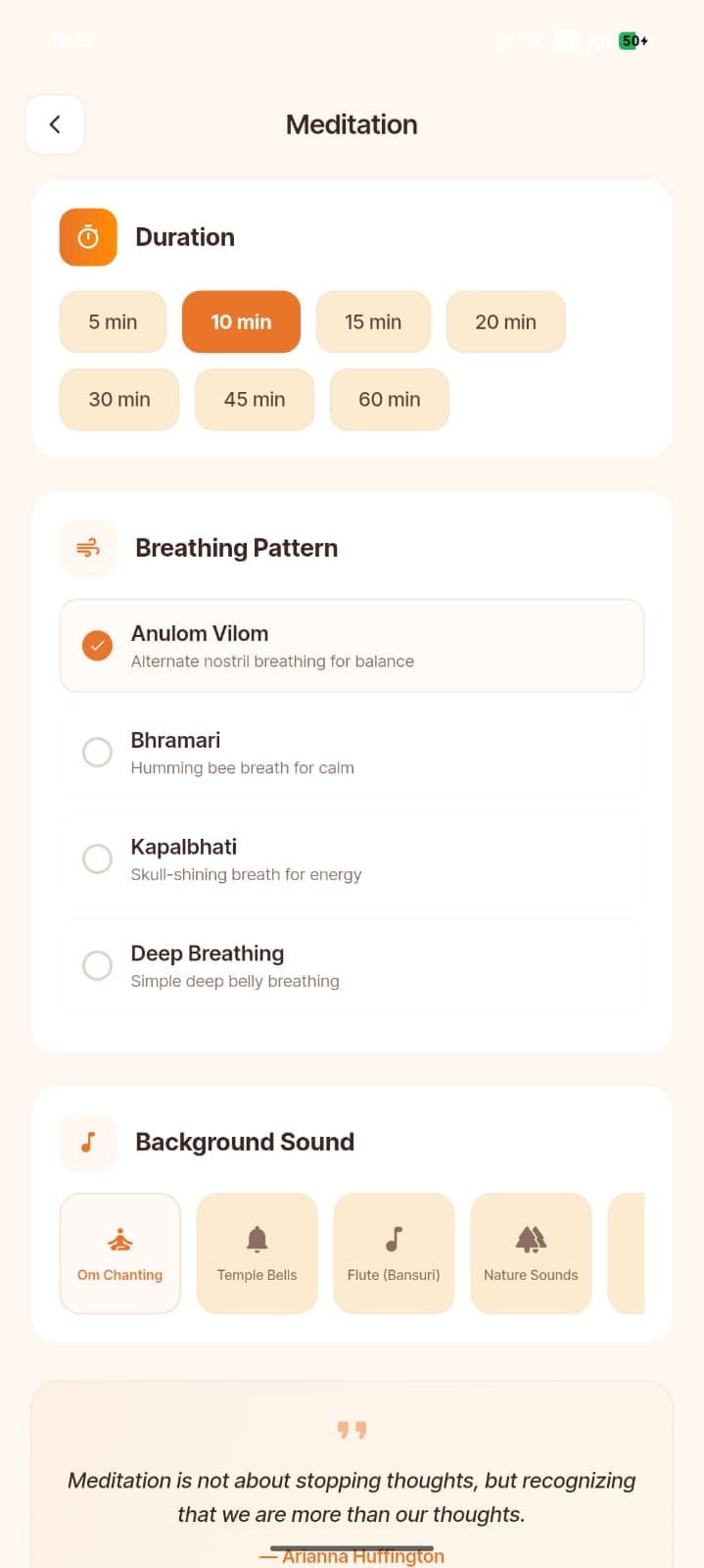 Meditation screen